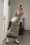 SWAYING/KNIT Crochet Striped Long Skirt SW22AW2L19 Green